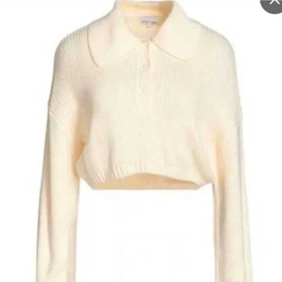 Danielle Bernstein WeWoreWhat Cropped Collared Knit Sweater - Picture 1 of 3
